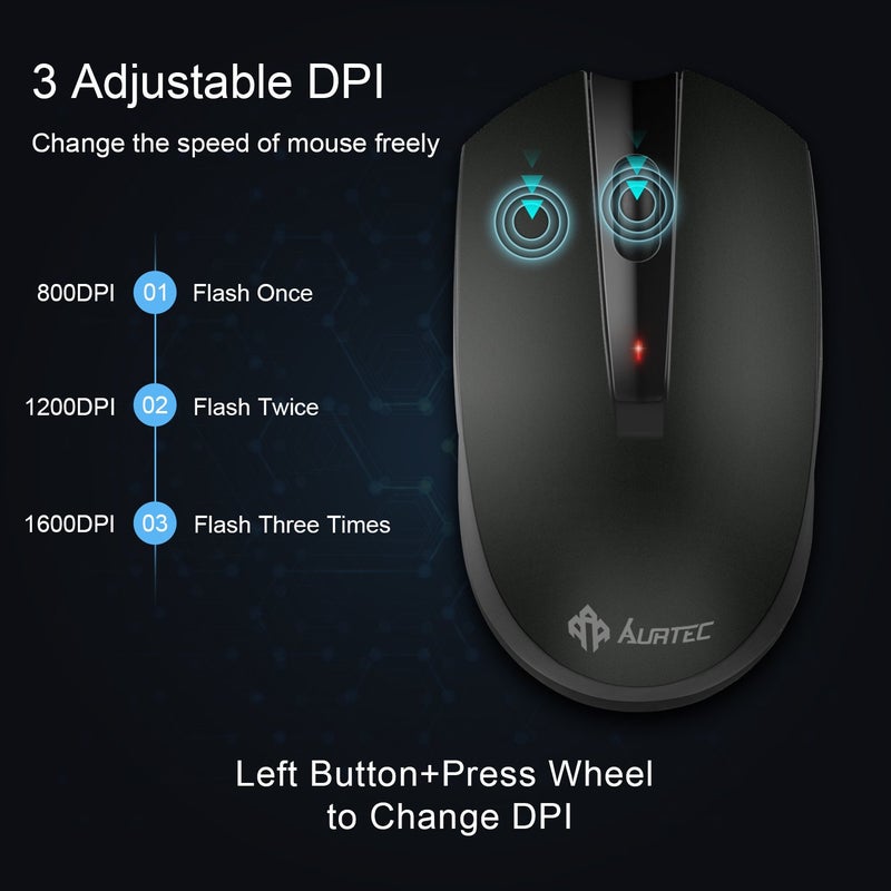 AURTEC Type C Wireless Mouse, AURTEC 2.4GHz USB-C Wireless Mice for Laptop and More USB-C Devices - Image 3